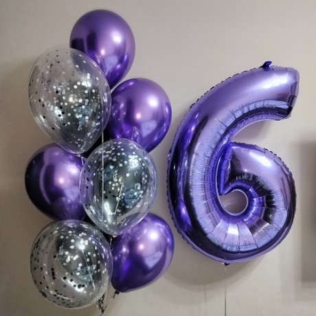 Набор шаров на 6 лет "Сиреневый"